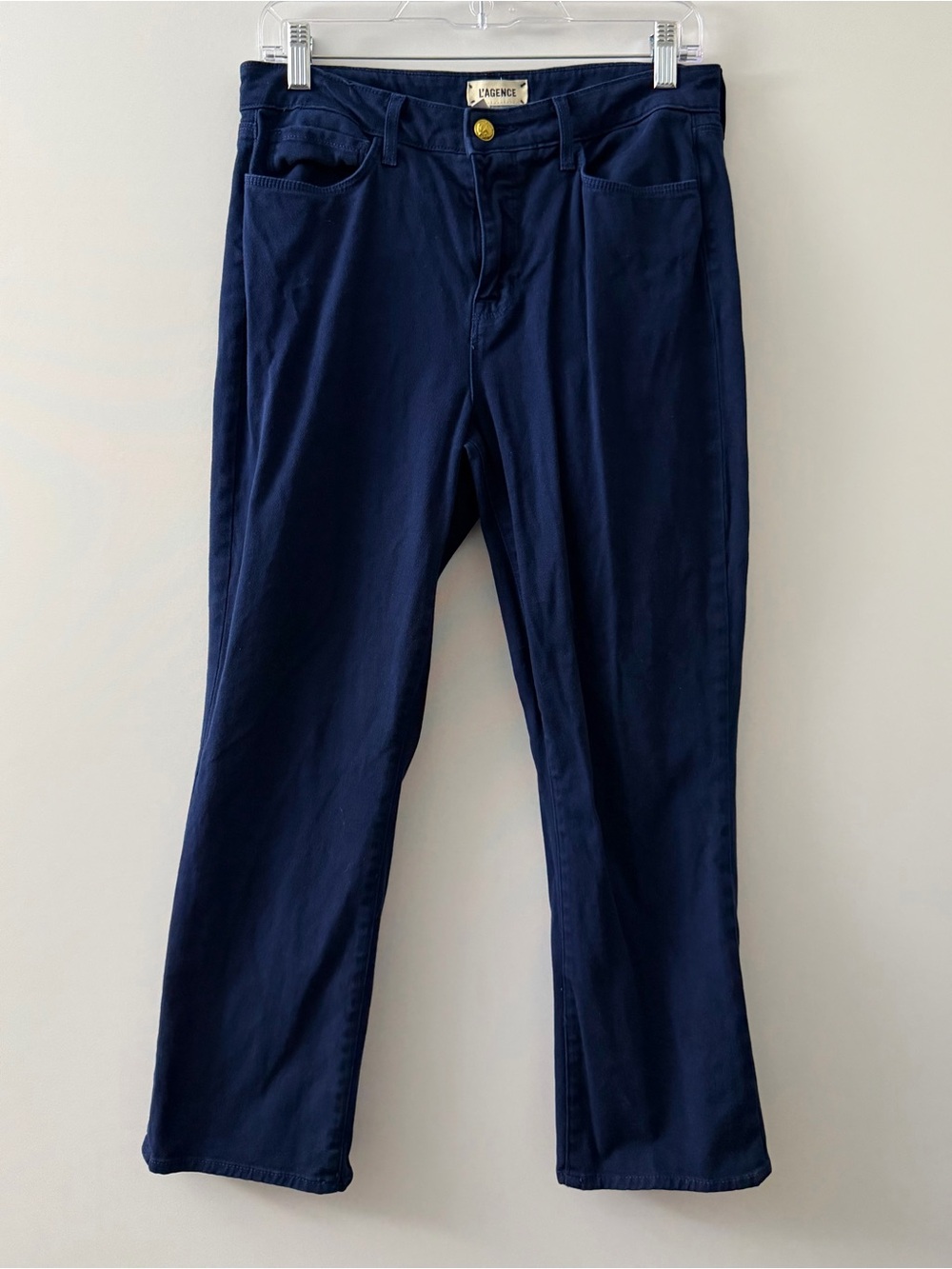 L'AGENCE Women's Size 29 Nadia Cropped Jeans Stretch High Rise Preppy Navy Used